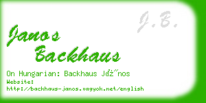 janos backhaus business card